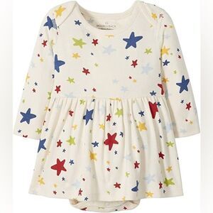 Moon and Back by Hanna Andersson Baby Girls Play Dress Bodysuit. 0-3 Months.